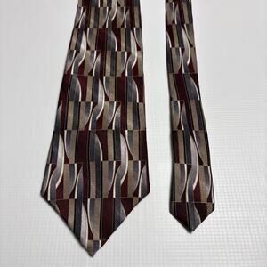Feraud Men's Silk Tie Italian Brown‎ Geometric Necktie (405)